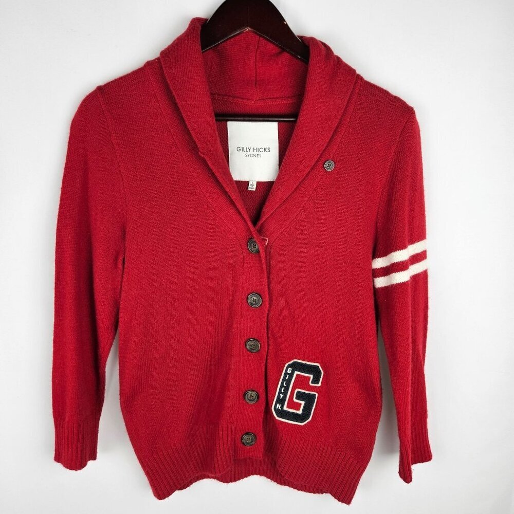 Gilly‎ Hicks Sydney Red Cardigan Sz Small Letter Sweater Academia  Preppy